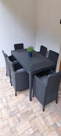 Zestaw ogrodowy dla 8 osób stół + fotele Meblobranie TG8 grafit