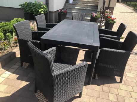 Zestaw ogrodowy dla 8 osób stół + fotele Meblobranie TG8 grafit