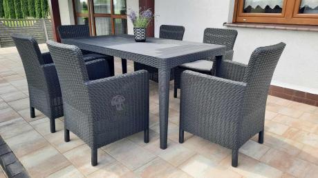 Zestaw ogrodowy dla 8 osób stół + fotele Meblobranie TG8 grafit