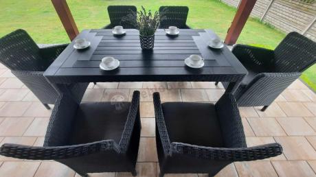 Zestaw ogrodowy dla 8 osób stół + fotele Meblobranie TG8 grafit