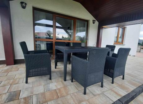 Zestaw ogrodowy dla 8 osób stół + fotele Meblobranie TG8 grafit