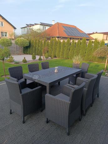 Zestaw ogrodowy dla 8 osób stół + fotele Meblobranie TG8 grafit