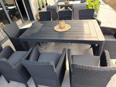 Zestaw ogrodowy dla 8 osób stół + fotele Meblobranie TG8 grafit