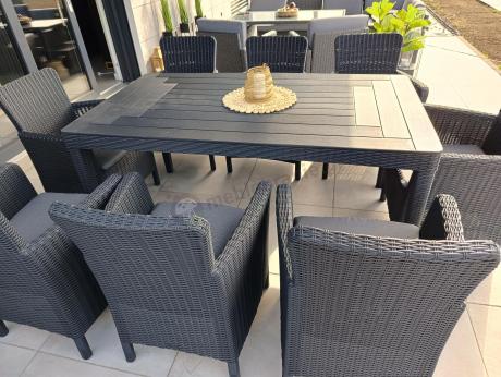 Zestaw ogrodowy dla 8 osób stół + fotele Meblobranie TG8 grafit