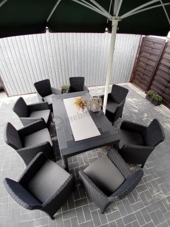 Zestaw ogrodowy dla 8 osób stół + fotele Meblobranie TG8 grafit