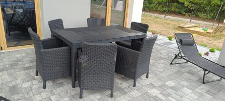 Zestaw ogrodowy dla 8 osób stół + fotele Meblobranie TG8 grafit