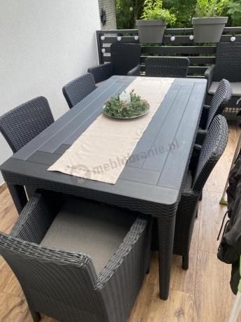 Zestaw ogrodowy dla 8 osób stół + fotele Meblobranie TG8 grafit
