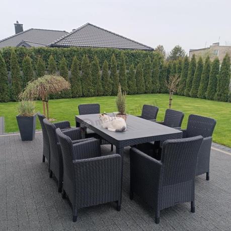Zestaw ogrodowy dla 8 osób stół + fotele Meblobranie TG8 grafit