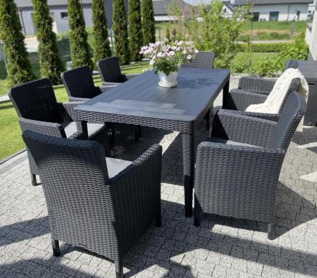 Zestaw ogrodowy dla 8 osób stół + fotele Meblobranie TG8 grafit