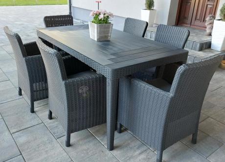 Zestaw ogrodowy dla 8 osób stół + fotele Meblobranie TG8 grafit