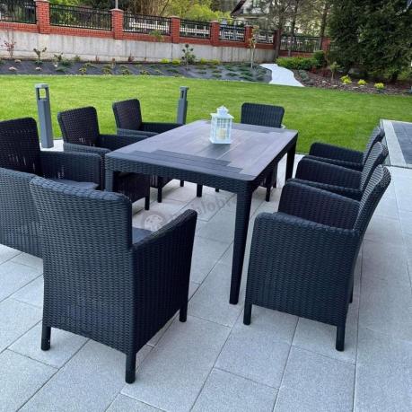 Zestaw ogrodowy dla 8 osób stół + fotele Meblobranie TG8 grafit
