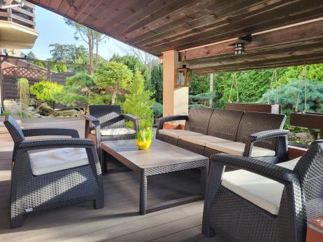 Zestaw ogrodowy Meblobranie CTL7 z podnoszonym stolikiem Brąz