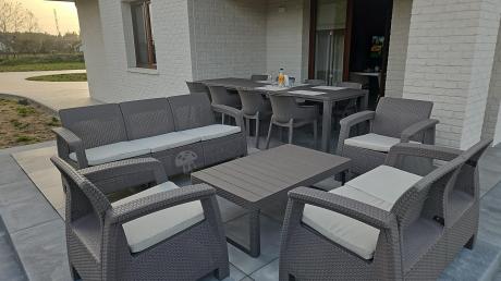 Zestaw ogrodowy na 7 osób Meblobranie CTL7 podnoszony stół cappuccino