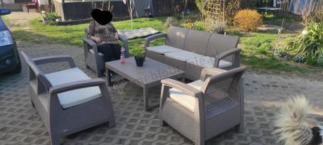 Zestaw ogrodowy na 7 osób Meblobranie CTL7 podnoszony stół cappuccino