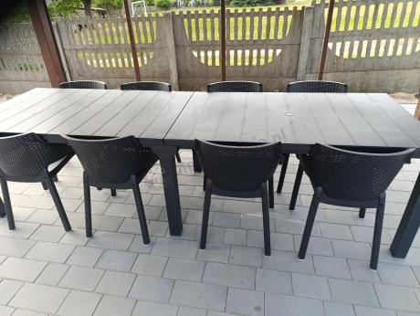 Zestaw ogrodowy na 8 osób z dużym stołem 295cm Meblobranie EJD8 grafit