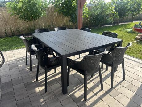 Zestaw ogrodowy na 8 osób z dużym stołem 295cm Meblobranie EJD8 grafit