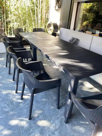 Zestaw ogrodowy na 8 osób z dużym stołem 295cm Meblobranie EJD8 grafit