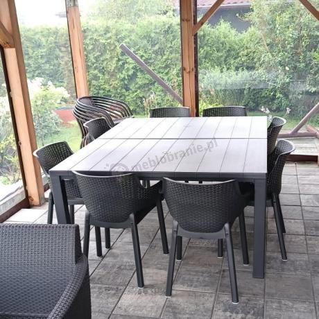 Zestaw ogrodowy na 8 osób z dużym stołem 295cm Meblobranie EJD8 grafit
