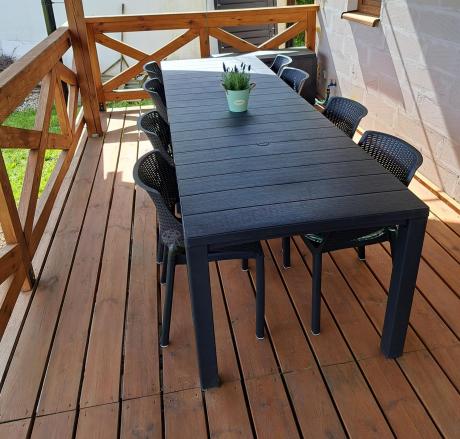 Zestaw ogrodowy na 8 osób z dużym stołem Meblobranie EJD8 grafit