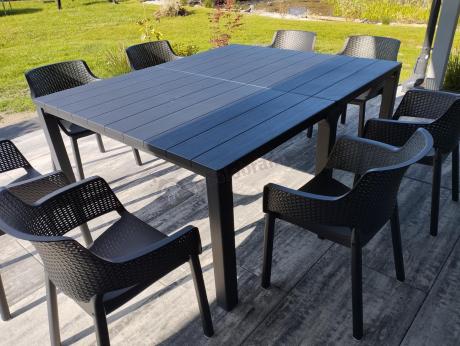 Zestaw ogrodowy na 8 osób z dużym stołem Meblobranie EJD8 grafit