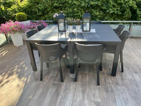 Zestaw ogrodowy na 8 osób z dużym stołem Meblobranie EJD8 grafit