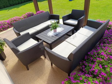 Zestaw ogrodowy na 8 osób z regulowanym stolikiem Meblobranie SFLM brązowy