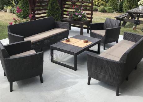 Zestaw ogrodowy na 8 osób z regulowanym stolikiem Meblobranie SFLM brązowy