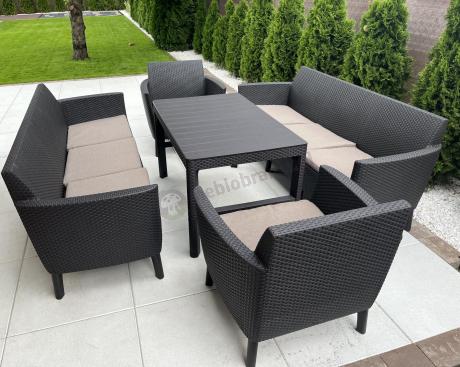 Zestaw ogrodowy na 8 osób z regulowanym stolikiem Meblobranie SFLM brązowy