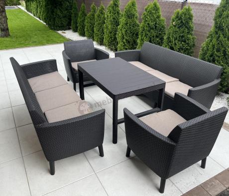 Zestaw ogrodowy na 8 osób z regulowanym stolikiem Meblobranie SFLM brązowy