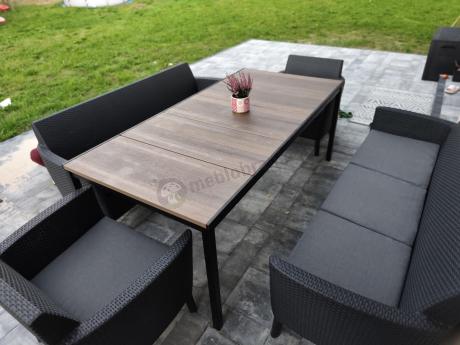 Zestaw ogrodowy na taras 8 osobowy z dużym stołem 200 cm w kolorze drewna Meblobranie SFM Plus grafit