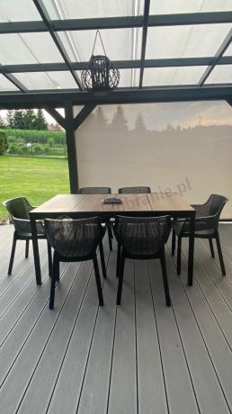 Zestaw ogrodowy Portis Slim dla 8 osób ze stołem 160cm w kolorze orzecha i fotelami