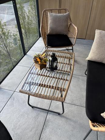 Zestaw ogrodowy rattanowy rope ze stolikiem Torgiano Set brązowy