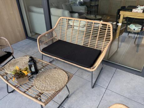 Zestaw ogrodowy rattanowy rope ze stolikiem Torgiano Set brązowy