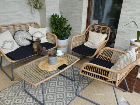 Zestaw ogrodowy rattanowy rope ze stolikiem Torgiano Set brązowy