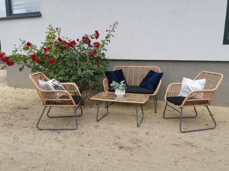 Zestaw ogrodowy rattanowy rope ze stolikiem Torgiano Set brązowy