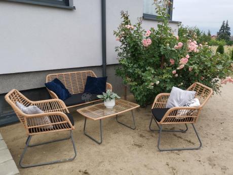 Zestaw ogrodowy rattanowy rope ze stolikiem Torgiano Set brązowy