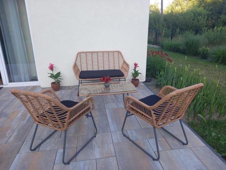 Zestaw ogrodowy rattanowy rope ze stolikiem Torgiano Set brązowy