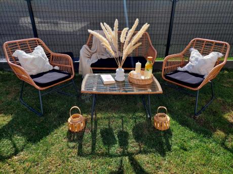 Zestaw ogrodowy rattanowy rope ze stolikiem Torgiano Set brązowy