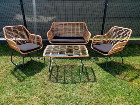 Zestaw ogrodowy rattanowy rope ze stolikiem Torgiano Set brązowy