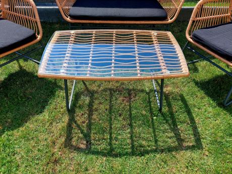 Zestaw ogrodowy rattanowy rope ze stolikiem Torgiano Set brązowy