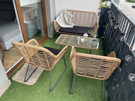 Zestaw ogrodowy rattanowy rope ze stolikiem Torgiano Set brązowy