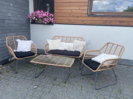 Zestaw ogrodowy rattanowy rope ze stolikiem Torgiano Set brązowy