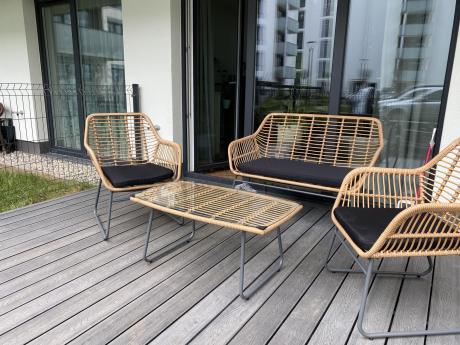 Zestaw ogrodowy rattanowy rope ze stolikiem Torgiano Set brązowy