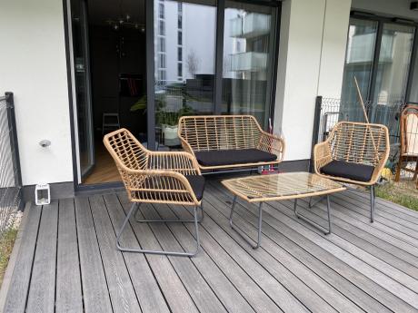 Zestaw ogrodowy rattanowy rope ze stolikiem Torgiano Set brązowy