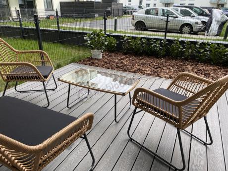 Zestaw ogrodowy rattanowy rope ze stolikiem Torgiano Set brązowy