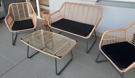 Zestaw ogrodowy rattanowy rope ze stolikiem Torgiano Set brązowy