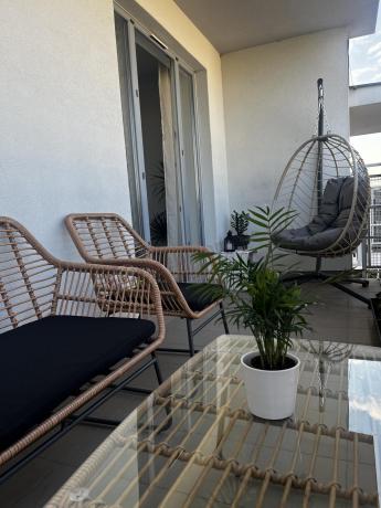 Zestaw ogrodowy rattanowy rope ze stolikiem Torgiano Set brązowy