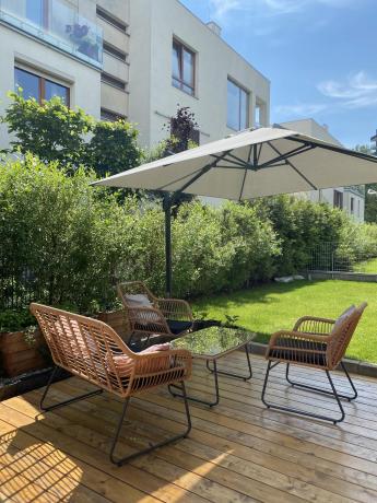 Zestaw ogrodowy rattanowy ze stolikiem Torgiano Set brązowy