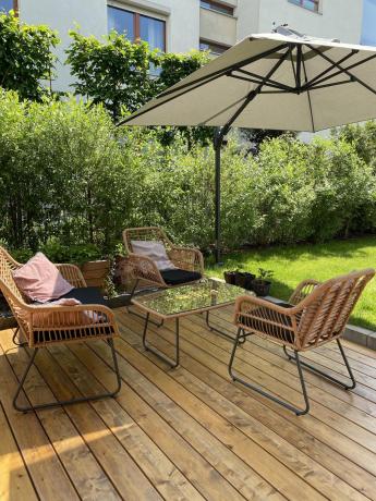 Zestaw ogrodowy rattanowy ze stolikiem Torgiano Set brązowy