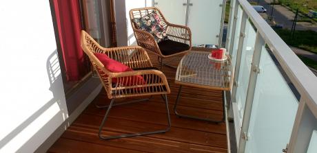 Zestaw ogrodowy rattanowy ze stolikiem Torgiano Set brązowy